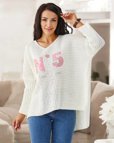 Royalfashion Acrylic women's knitted sweater with inscriptions