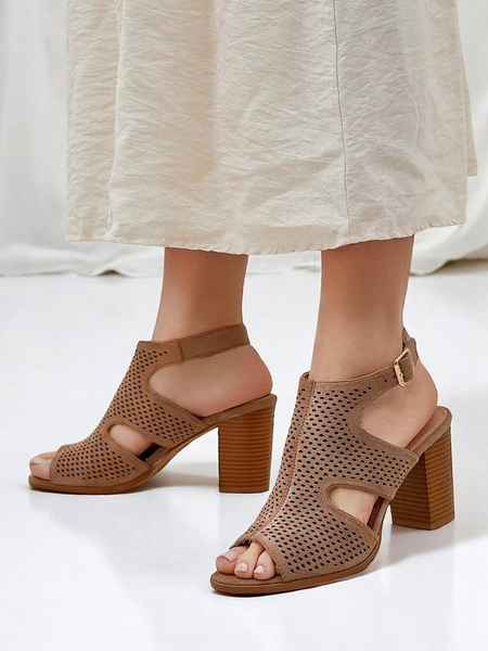 Royalfashion Women’s perforated block‑heel sandals Abetle