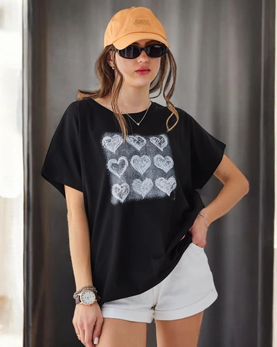 Royalfashion Women's Cotton T-Shirt A lot of Hearts
