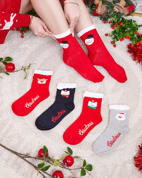 Colorful women's socks with a Christmas pattern - Underwear