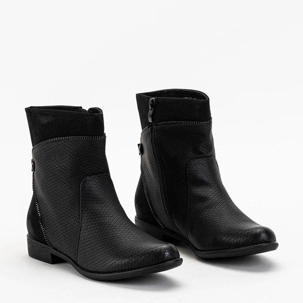 OUTLET Black women's boots with embossing Bemiso - Footwear