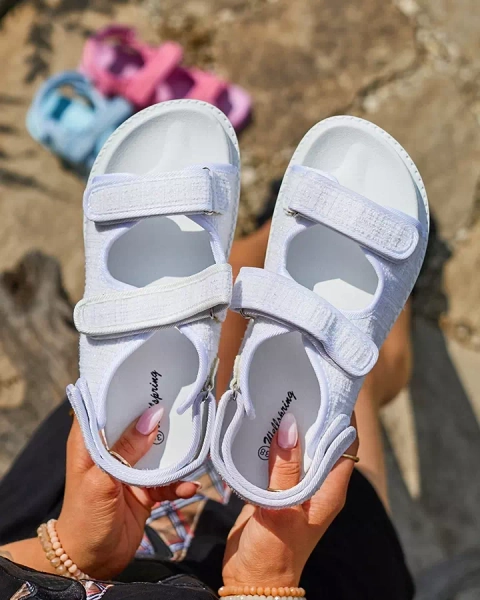 Women's white fabric sandals Desotty - Footwear