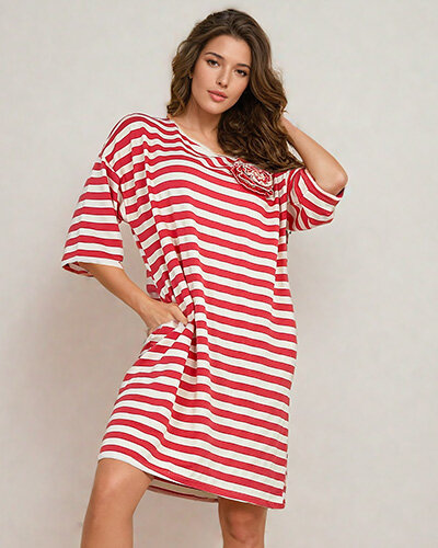 Royalfashion Women's striped oversize midi dress