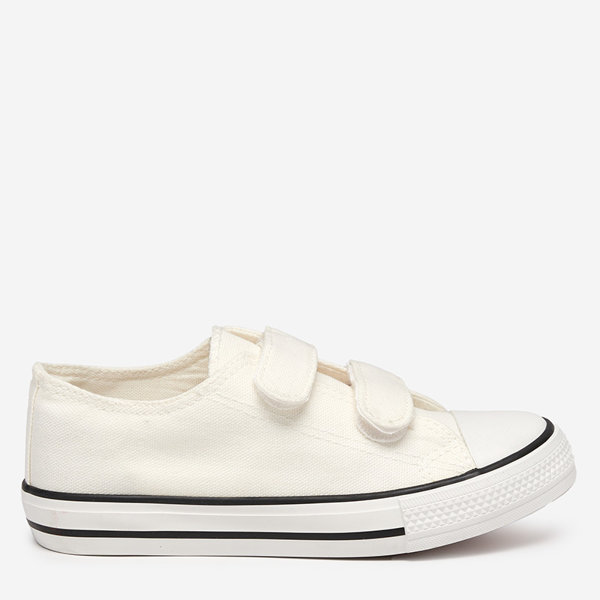 OUTLET White-ecru girls' Bovis Velcro sneakers - Footwear