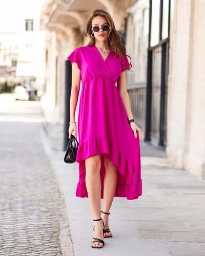 Royalfashion Women's midi dress with an asymmetrical hem