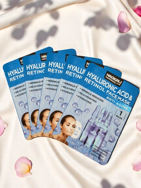 Haokali - Face mask with hyaluronic acid and retinol - moisturizes, revitalizes, and reduces wrinkles