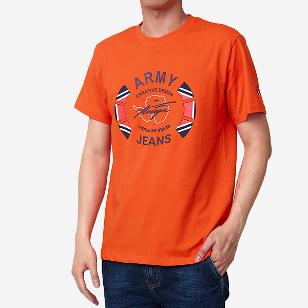 Orange men's printed t-shirt - Clothing