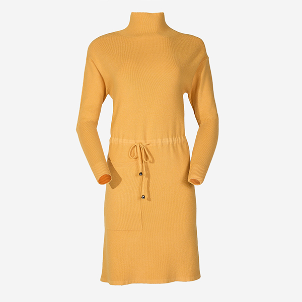 Yellow ladies turtleneck sweater dress - Clothing