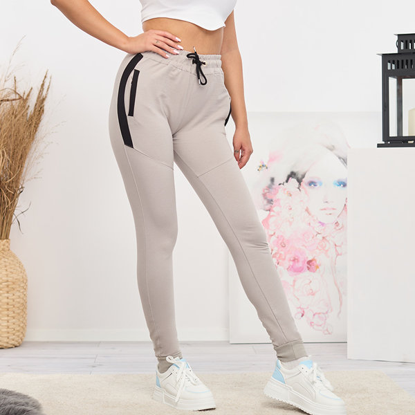 Women's light gray sweatpants with inserts- Clothing