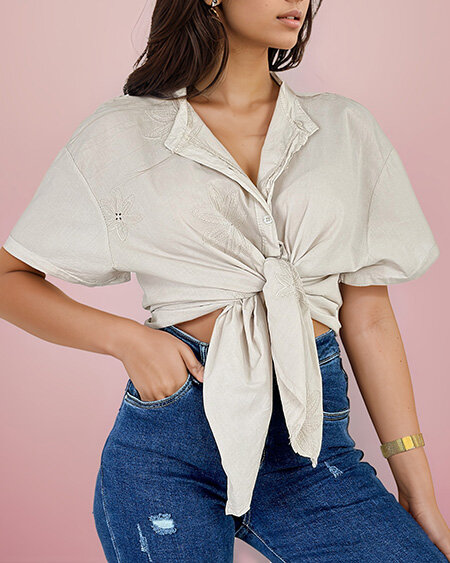 Royalfashion Women's oversize embroidered shirt