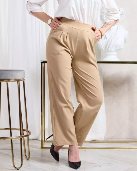 Royalfashion Light brown women's wide fabric pants