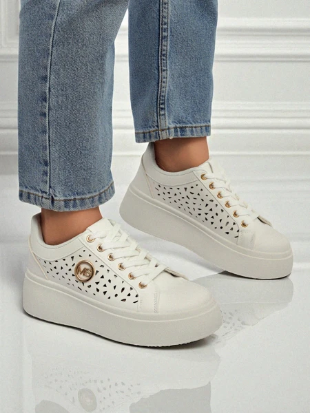 Aurelia Bianca – White Platform Sneakers Royalfashion Ecru