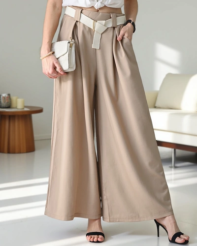 Royalfashion Women's wide pants with a belt