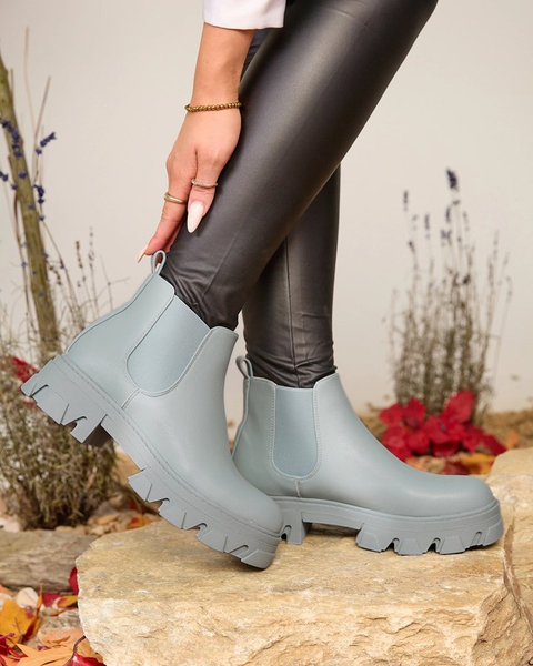 Royalfashion Women's flat heeled boots in blue Alussady