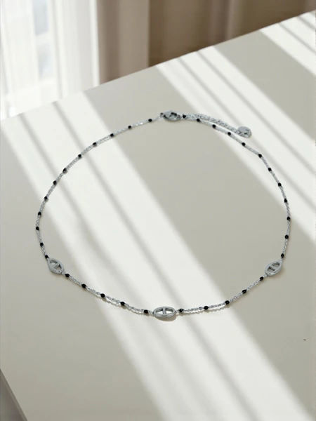 Aelia Aurea Necklace - delicate silver chain with beads