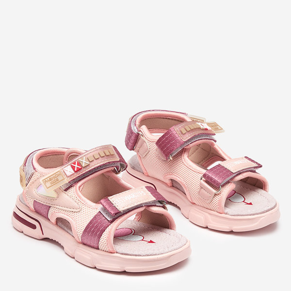 Light pink children's sandals with Velcro Mepoti - Footwear