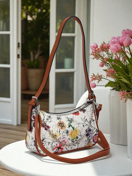 Royalfashion Small women's handbag made of eco-leather with floral pattern Lily Bloom