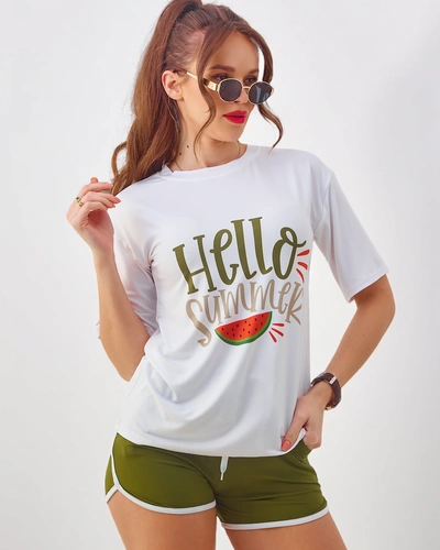 Royalfashion Women's sports set with t-shirt and shorts Hello Summer