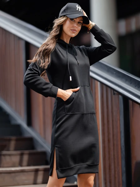 Royalfashion Viscose Sweatshirt Dress with Hood