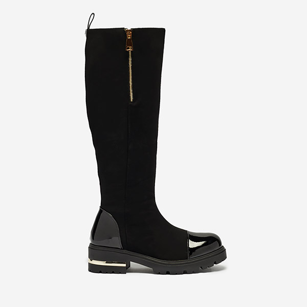 Matte women's knee-high boots in black Raffid- Footwear