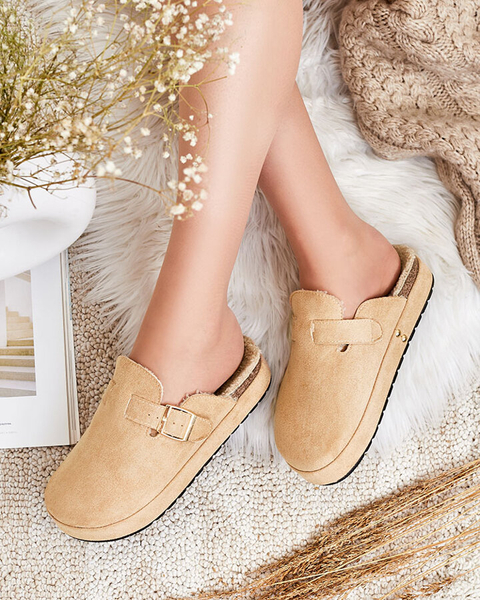 Royalfashion Women's slippers with sheepskin and buckle Kajis