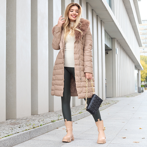 Ladies' brown winter jacket - Clothing
