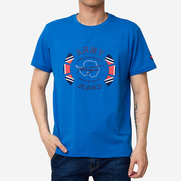 Light blue men's printed t-shirt - Clothing
