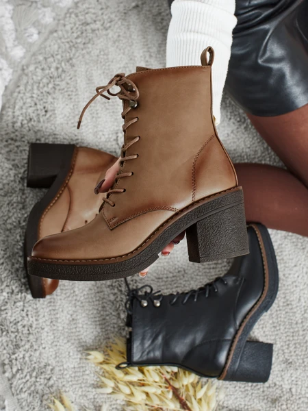 Women's eco-leather heeled ankle boots Zeltra