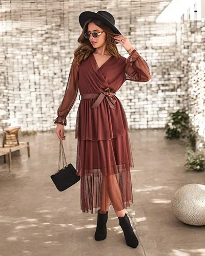 Royalfashion Women's long dress with ruffles