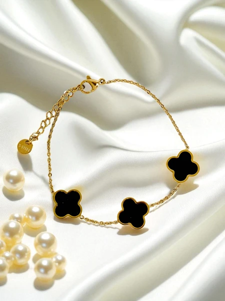 Aurelia Nero Fiore Gold Plated Surgical Steel Bracelet