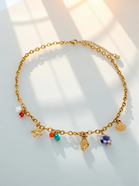 Athena Charm Sea Necklace – Golden Amulets with Marine Motifs