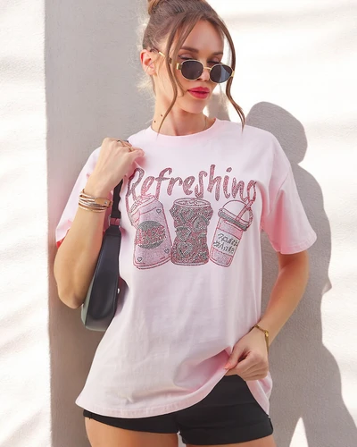 Royalfashion Cotton women's t-shirt with rhinestone print