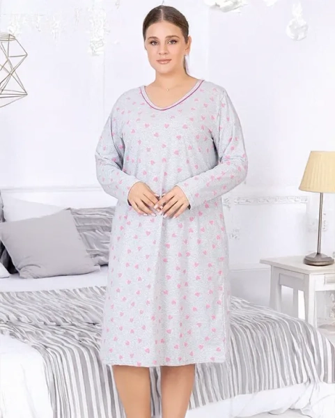 Royalfashion Cotton women's nightgown with hearts PLUS SIZE