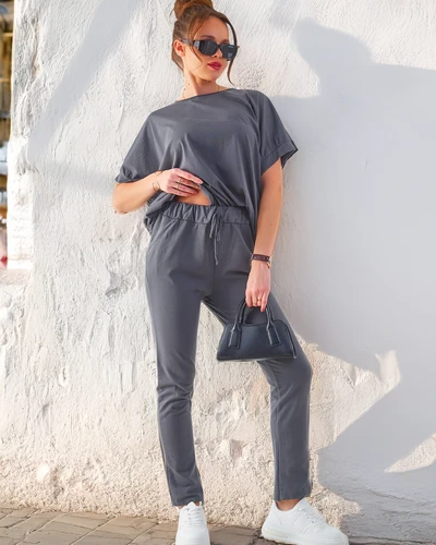 Royalfashion Women's cotton set with short sleeves and straight trousers