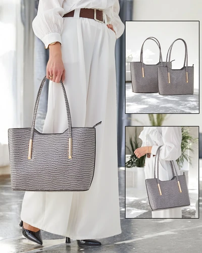 Royalfashion Double patent women's handbag with embossing