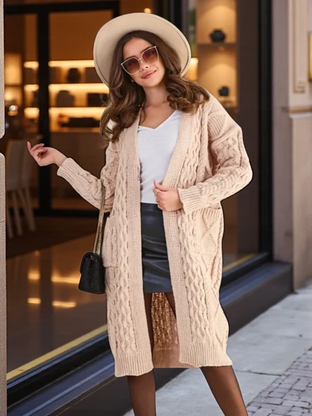 Royalfashion Knitted women's poncho sweater