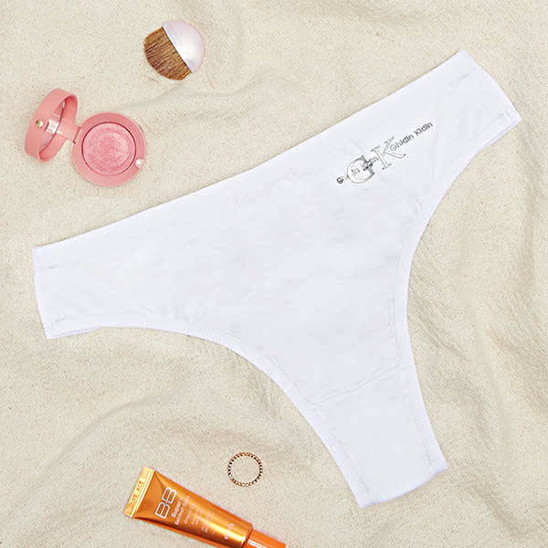 White cotton women's thong panties with inscription - Underwear