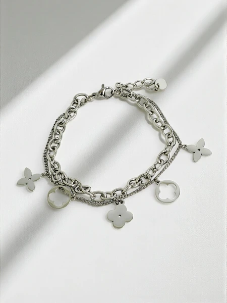 Calista silver bracelet with floral motif, stylish Italia