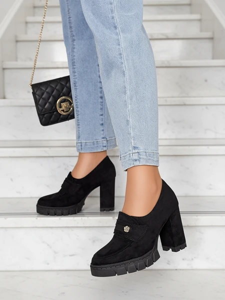 Elegant Black Anitka Eco-Leather Shoes