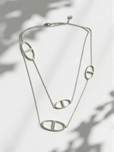 Silver Athenia Dualis Necklace – Minimalist Chain with Medallions