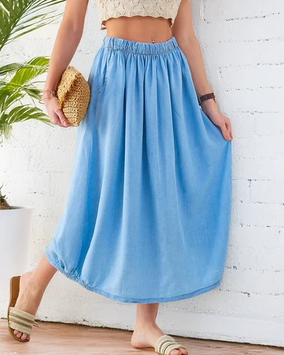 Royalfashion Women's midi skirt reminiscent of denim