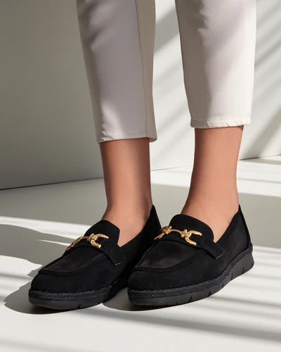 Royalfashion Women's slip-on shoes with a decorative toe