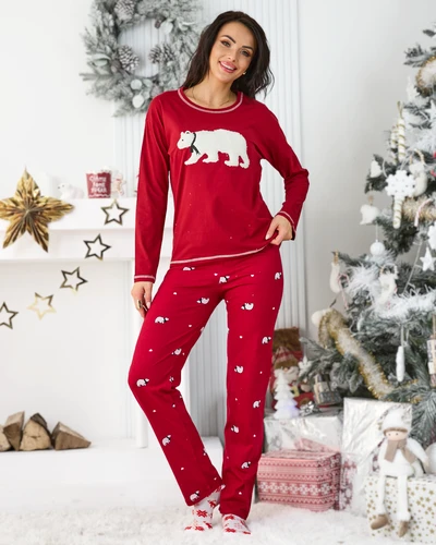 Royalfashion Christmas cotton women’s pajamas with polar bear