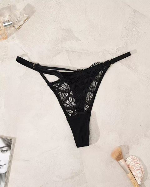 Royalfashion Lace women's thong panties in black