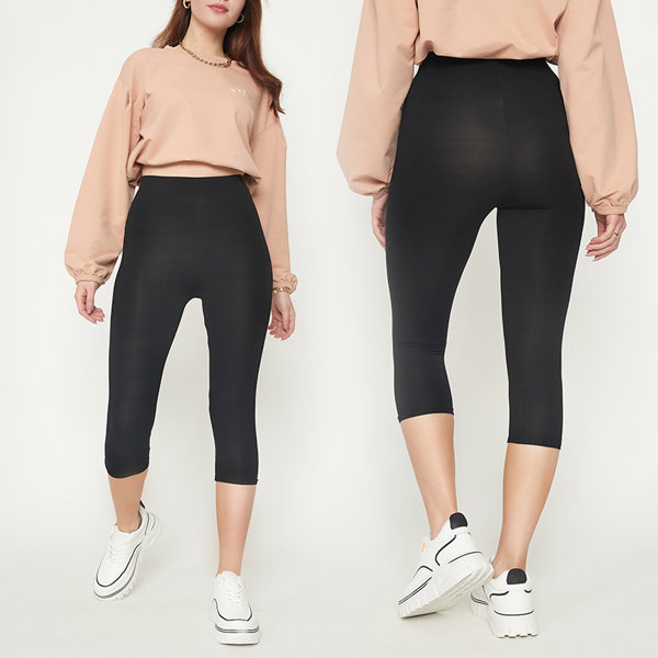 Women's 3/4 Black Leggings - Clothing