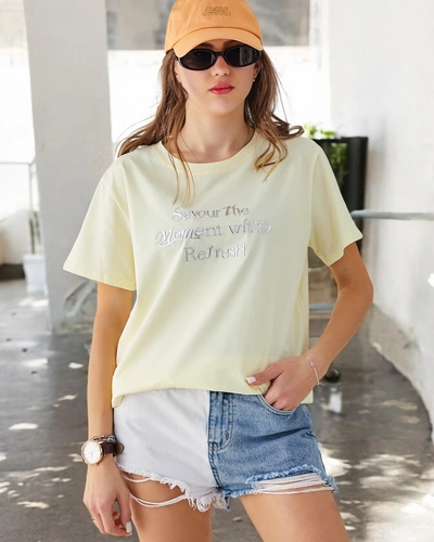 Royalfashion Women's Cotton T-Shirt Savour The Moment With Refresh