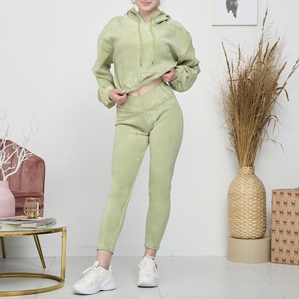 Green women's sports set sweatshirt and leggings - Clothing