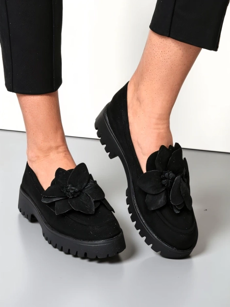 Royalfashion Eco suede women's moccasins with a Floverse flower