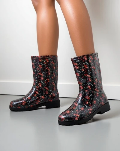 Black women's high wellingtons with buckle Alecto- Footwear