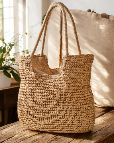 Royalfashion Large straw handbag for women